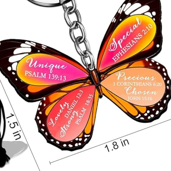Bible Verse Keychain Bag Charm God Says You Are Butterfly - Picture 6 of 9